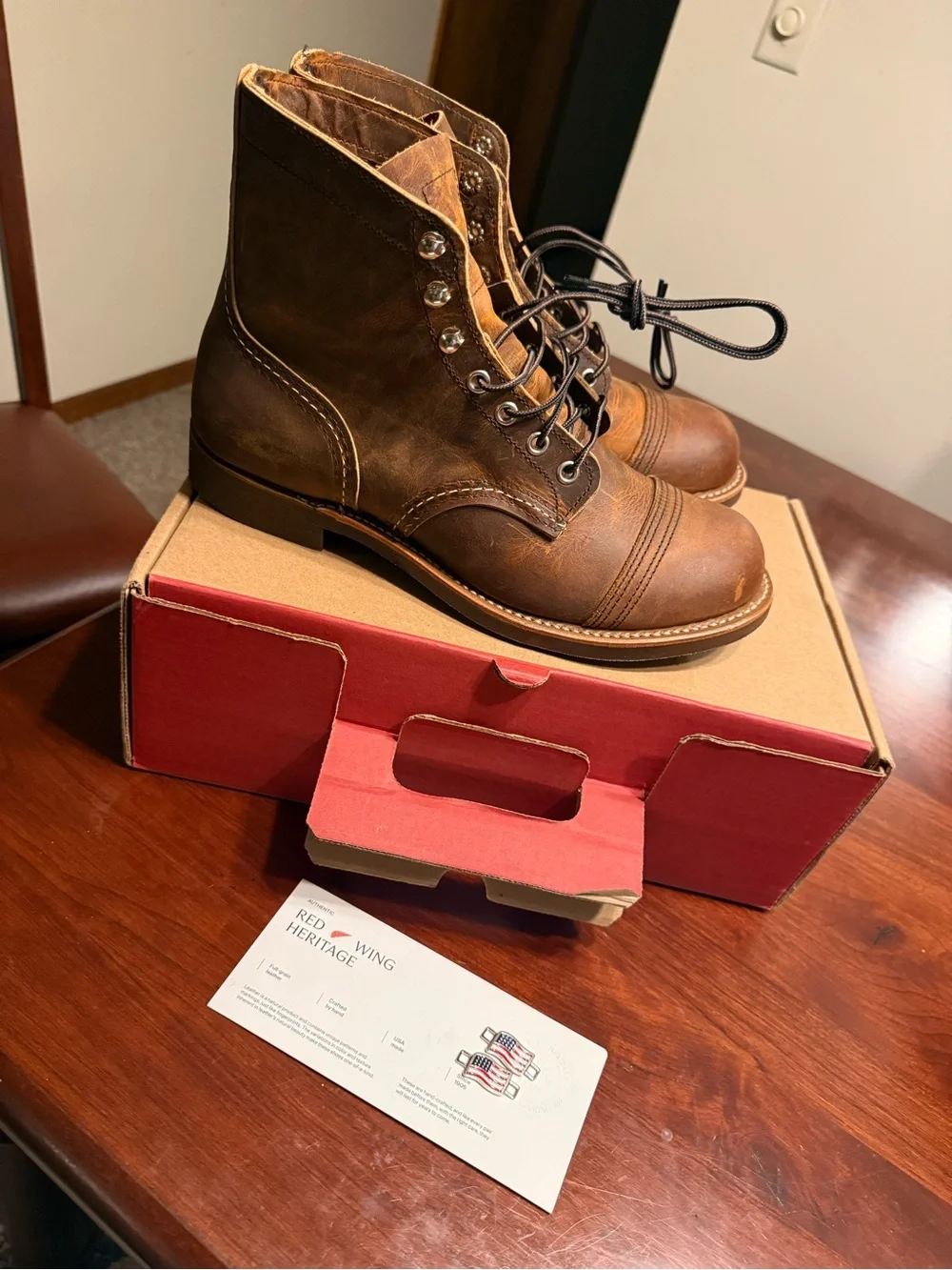 Red Wing Shoes Brown Leather Lace-Up Work Boots